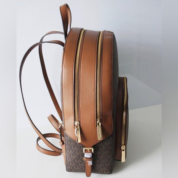 Michael Kors Jaycee Logo Backpack Brown Large - Picture 2 of 4
